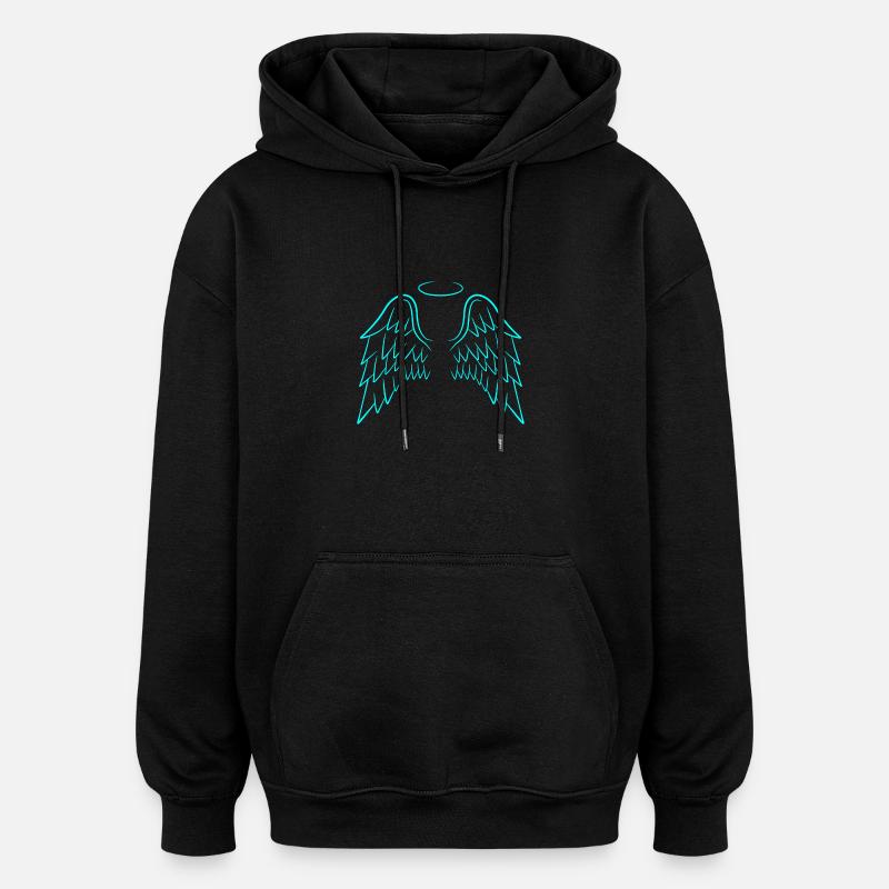 Ange ailes aile ange - Sweat à capuche oversize unisexe - noir