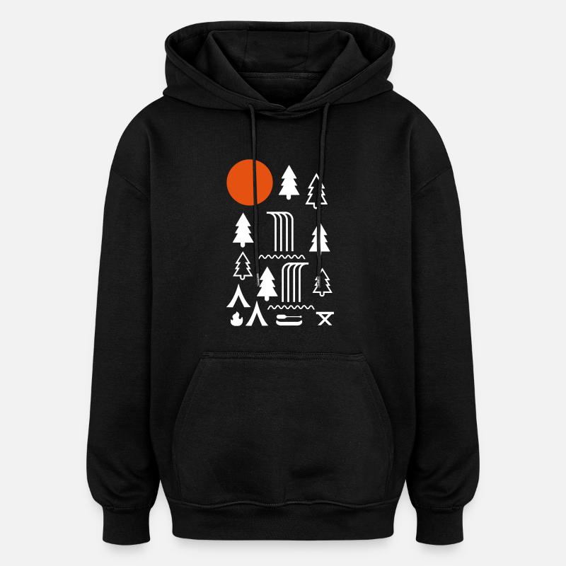 Camping - Sweat à capuche oversize unisexe - noir