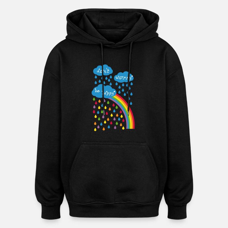 dont worry be happy - Oversized Unisex Hoodie - Schwarz