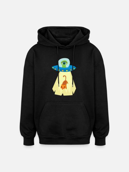 UFO cat abduction - Oversized Unisex Hoodie - black