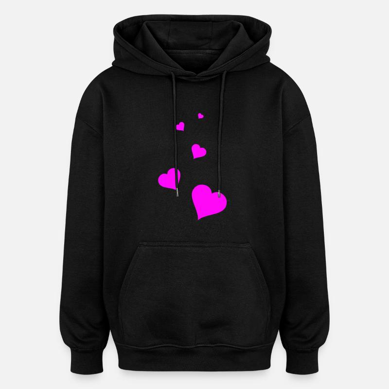 Herzen pink - Oversized Unisex Hoodie - Schwarz
