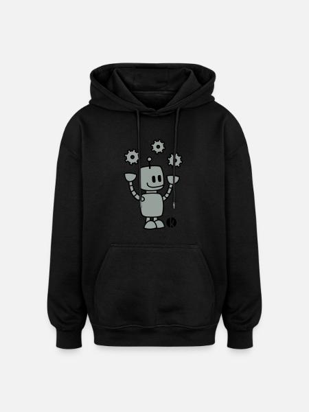 Happy Robot (2c) - Oversized Unisex Hoodie - black