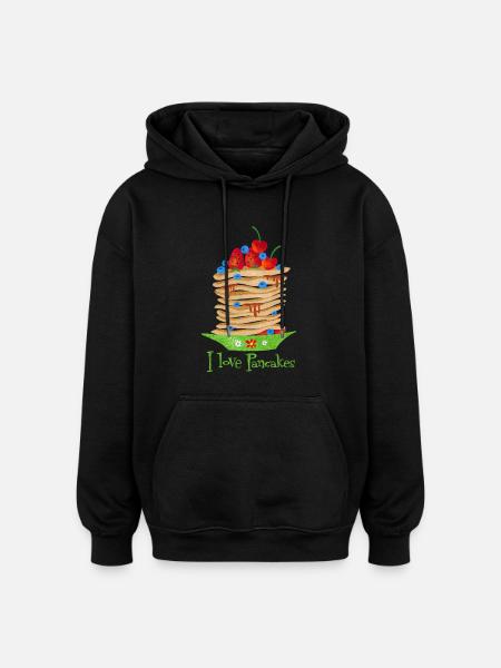 I love Pancakes - Oversized Unisex Hoodie - black