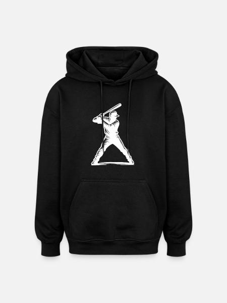 Baseball player with baseball bat - Oversized Unisex Hoodie - black