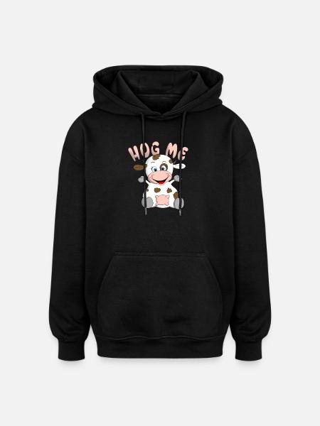 Hug me Kuh - Oversized Unisex Hoodie - Schwarz