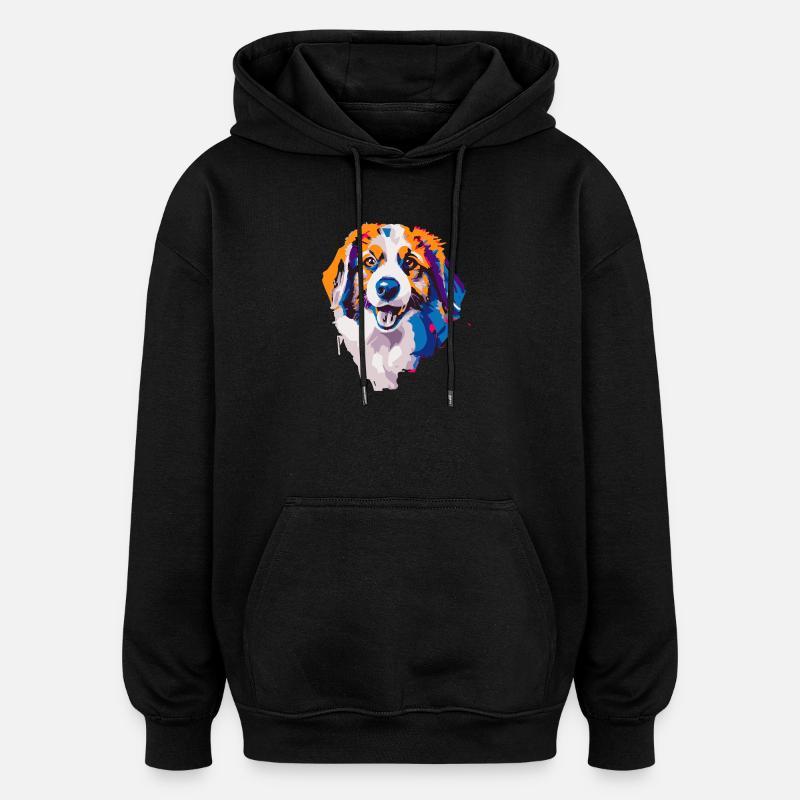 Portrait coloré de chien Pop Art - Sweat à capuche oversize unisexe - noir