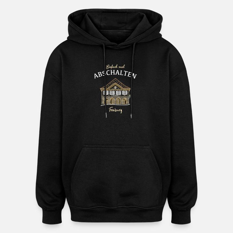 Fribourg, Münsterplatz, Alte Wache - Sweat à capuche oversize unisexe - noir