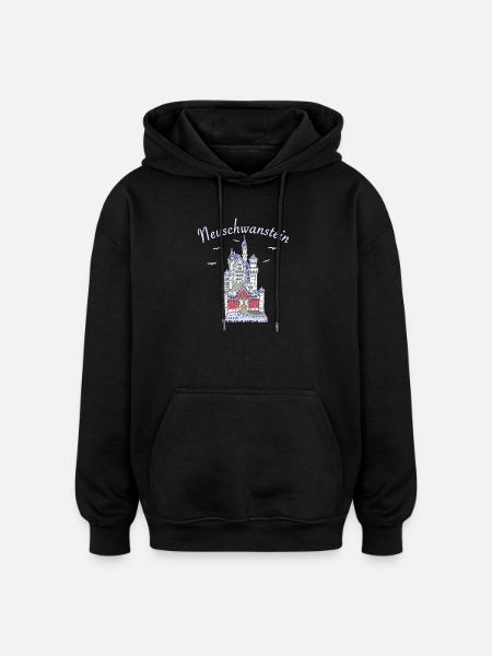 Neuschwanstein Castle, Bavaria in Germany - Oversized Unisex Hoodie - black