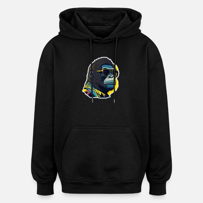 Gorilla mit Sonnebrille - Oversized Unisex Hoodie - Schwarz