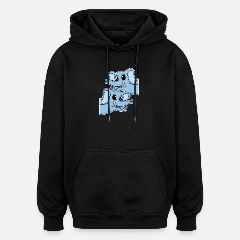 Elefant Elefanten - Oversized Unisex Hoodie - Schwarz