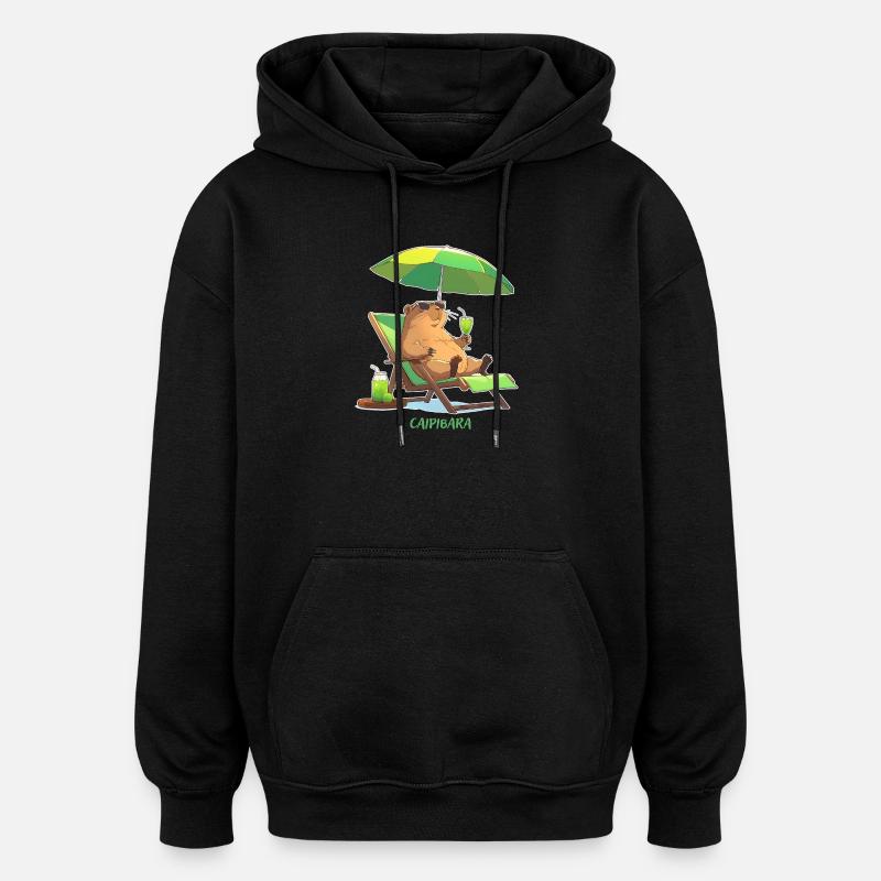 Caipibara Sommer Capybara Motiv - Oversized Unisex Hoodie - Schwarz