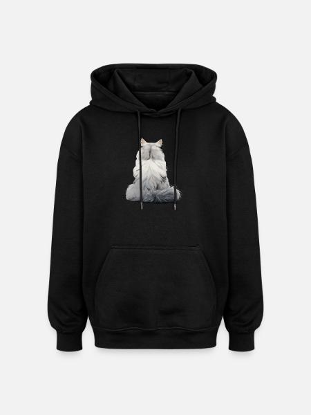 Chat persan - Sweat à capuche oversize unisexe - noir
