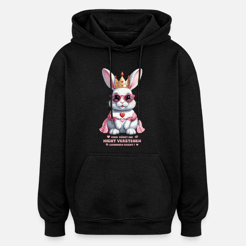 Reine des lapins mignons - Sweat à capuche oversize unisexe - noir