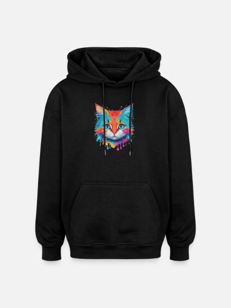 Chat mignon - Sweat à capuche oversize unisexe - noir