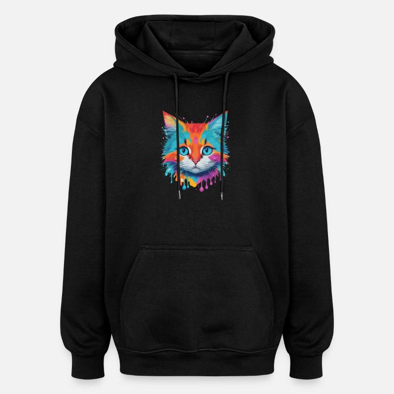 Niedliche Katze - Oversized Unisex Hoodie - Schwarz