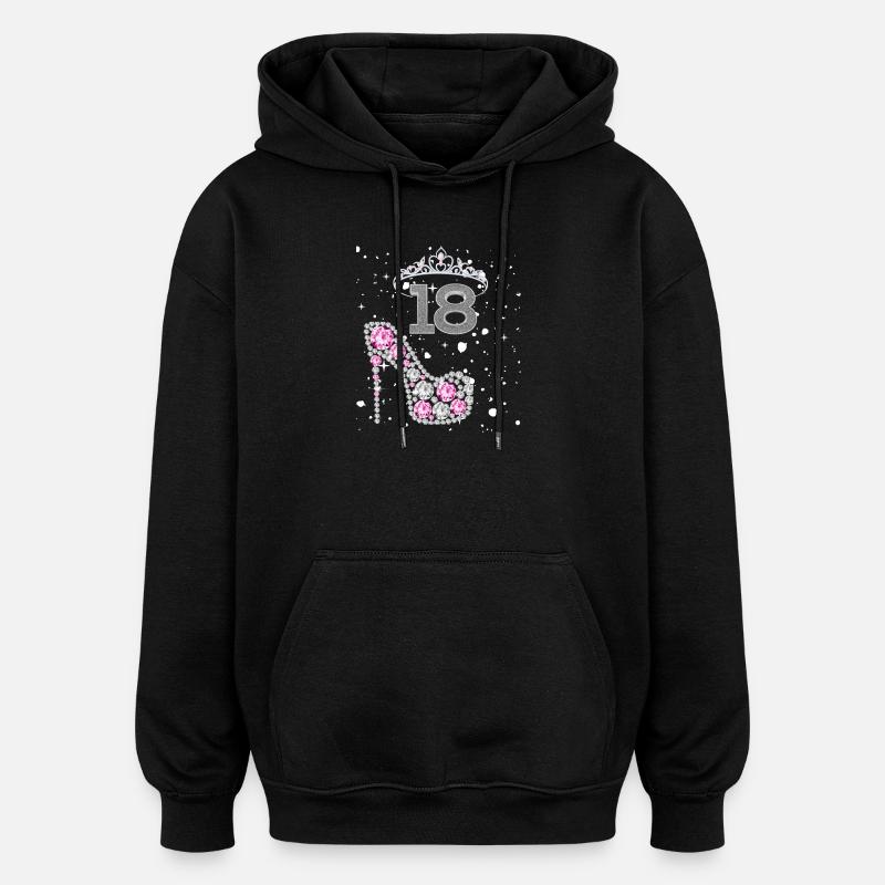 Conception du 18e anniversaire - Sweat à capuche oversize unisexe - noir