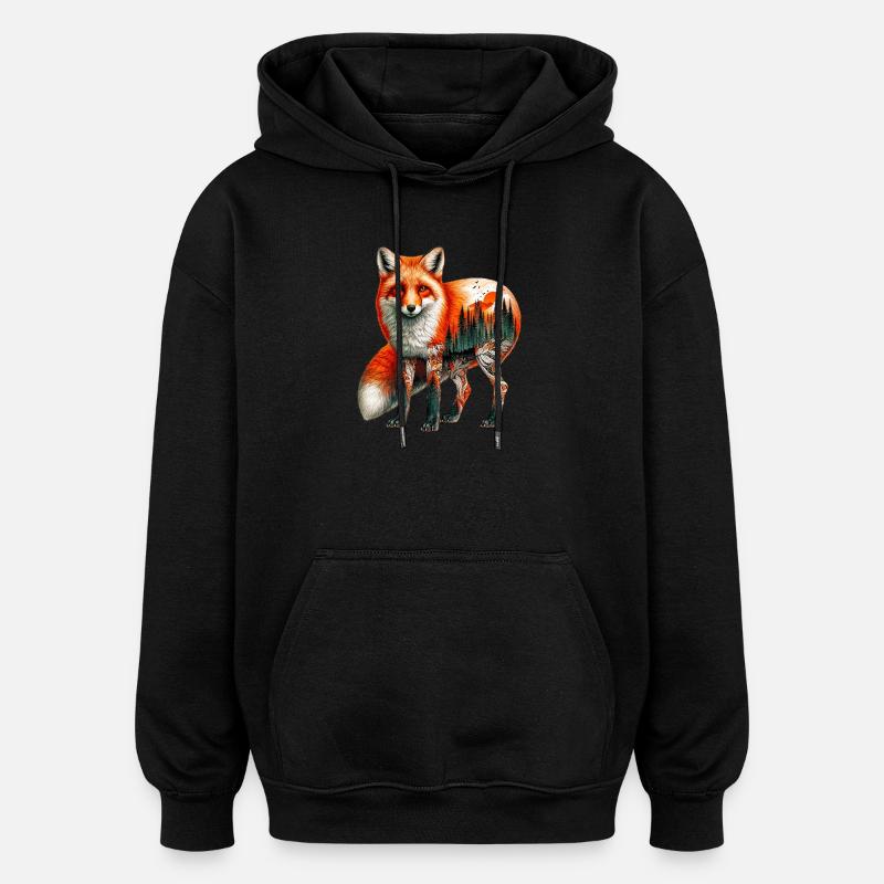 Fuchs - Oversized Unisex Hoodie - Schwarz