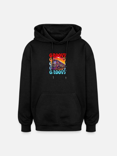 Groovy Psychedelischer Bus - Oversized Unisex Hoodie - Schwarz
