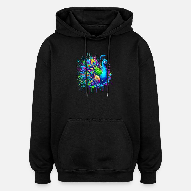 Peacock - Oversized Unisex Hoodie - black