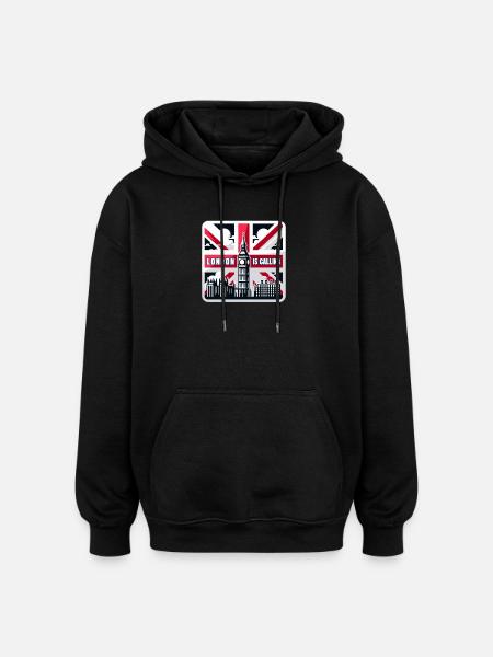 London is Calling - Oversized Unisex Hoodie - Schwarz