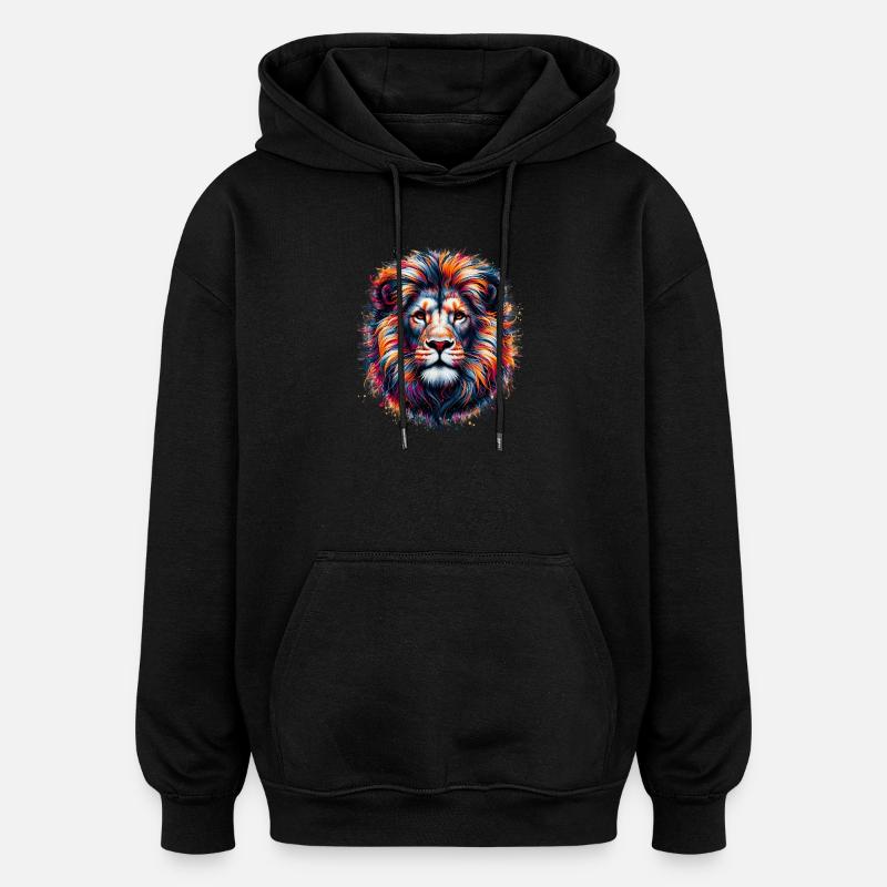 Löwe - Oversized Unisex Hoodie - Schwarz