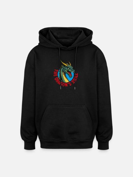Dragon qui sourit - Sweat à capuche oversize unisexe - noir