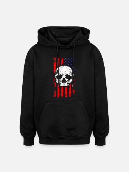 American Flag Skull - Oversized Unisex Hoodie - black