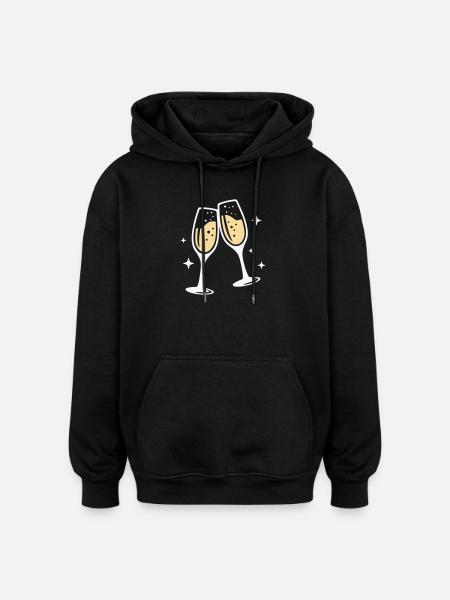 Sektglas Prosecco Sekt Alkohol Prost - Oversized Unisex Hoodie - black