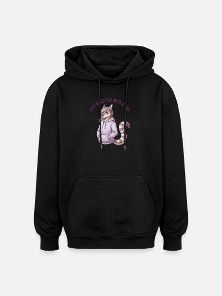 Life Is Better With a Tail - Oversized Unisex Hoodie - black