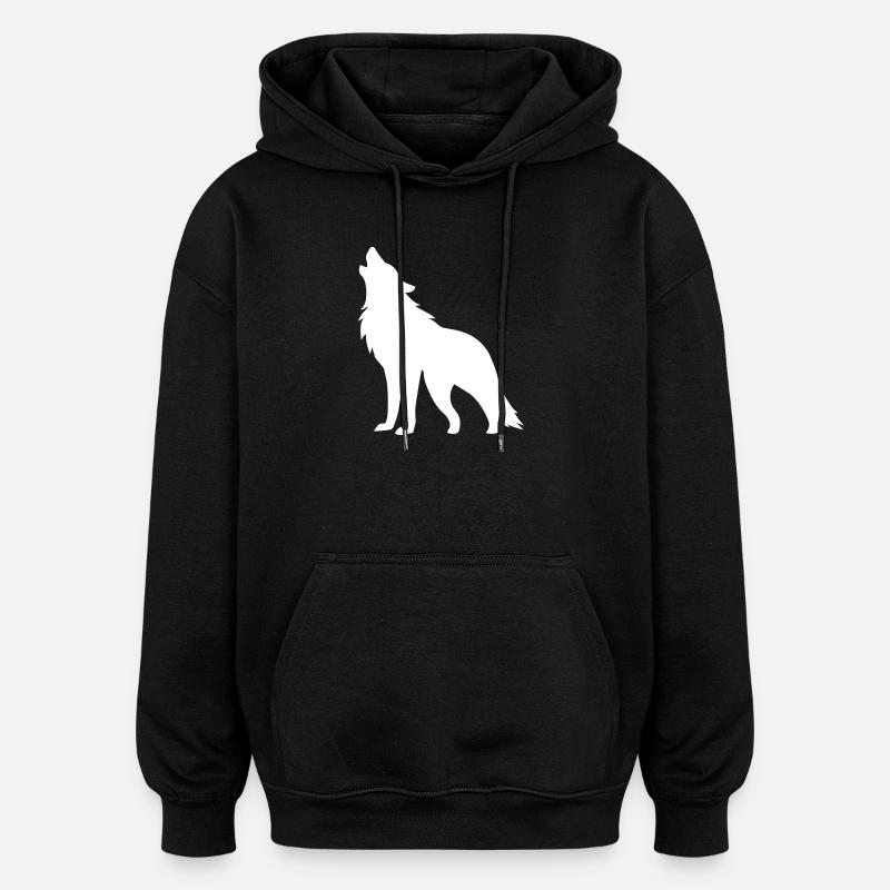 Silhouette de loup - Sweat à capuche oversize unisexe - noir