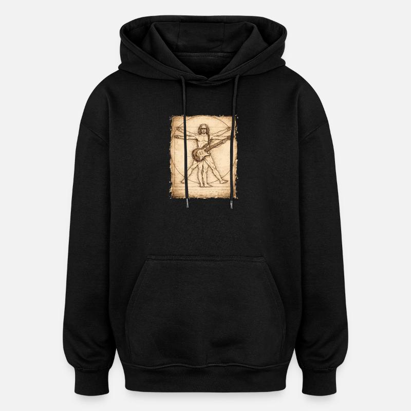 Conception du guitariste rockeur Vitruvian - Sweat à capuche oversize unisexe - noir