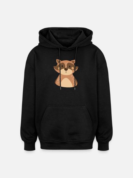 Cuddly raccoon illustration - Oversized Unisex Hoodie - black