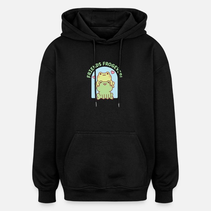Grenouilles mignonnes empilées ensemble Amis Frogever - Sweat à capuche oversize unisexe - noir