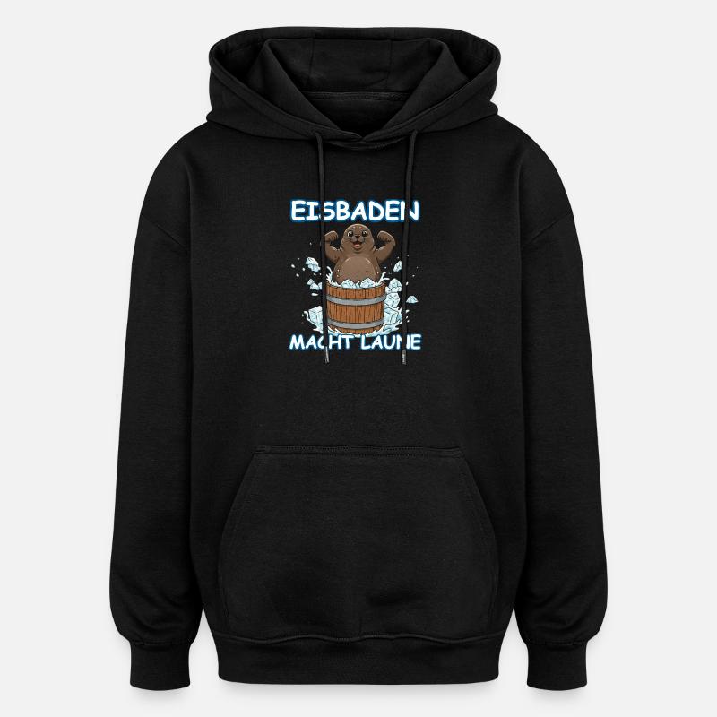 Phoque de bain de glace - Sweat à capuche oversize unisexe - noir