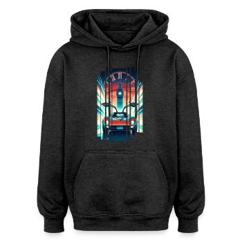 Zurück in die Zukunft Retro 80er T-Shirt - Oversized Unisex Hoodie - Anthrazit - Vorne - Noah (186cm)