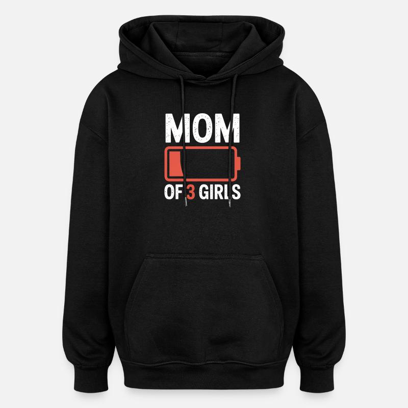 Mutter von 3 Mädchen Batterie-Ikon-Tee - Oversized Unisex Hoodie - Schwarz