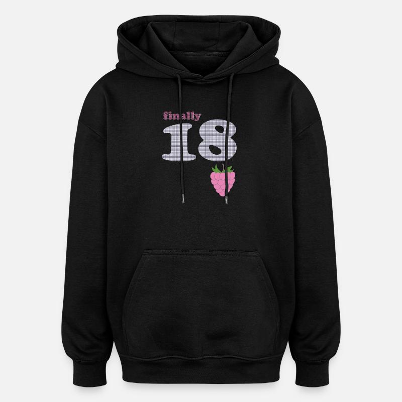 Enfin 18 – Berry Plaid Design - Sweat à capuche oversize unisexe - noir