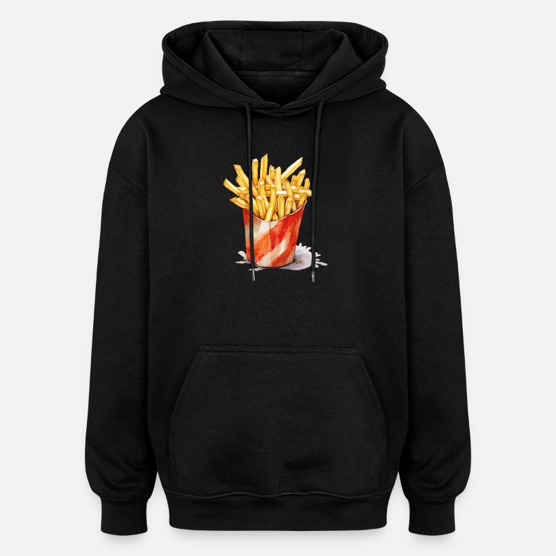 Tasse de frites à l’aquarelle - Sweat à capuche oversize unisexe - noir