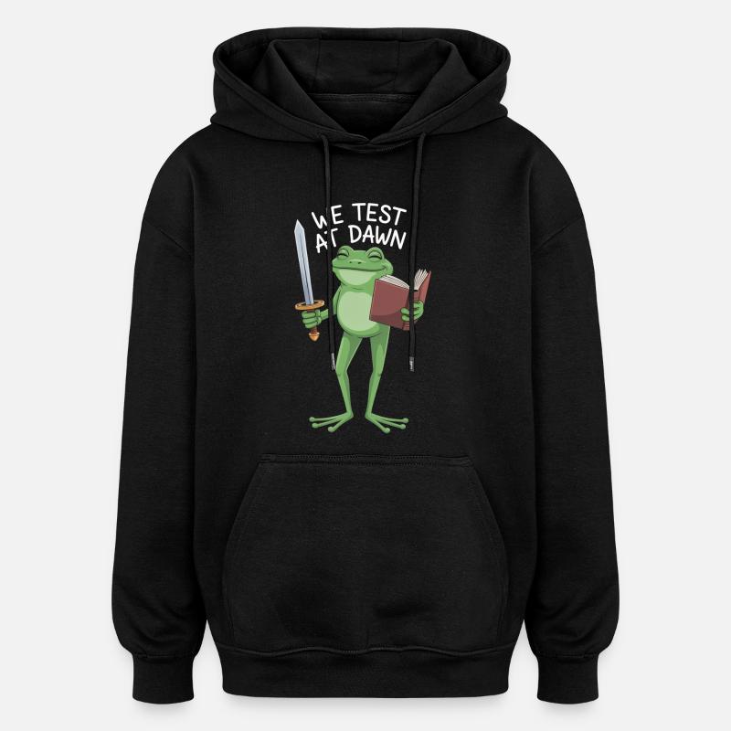 Dawn Frog Knight Reading - Oversized Unisex Hoodie - black