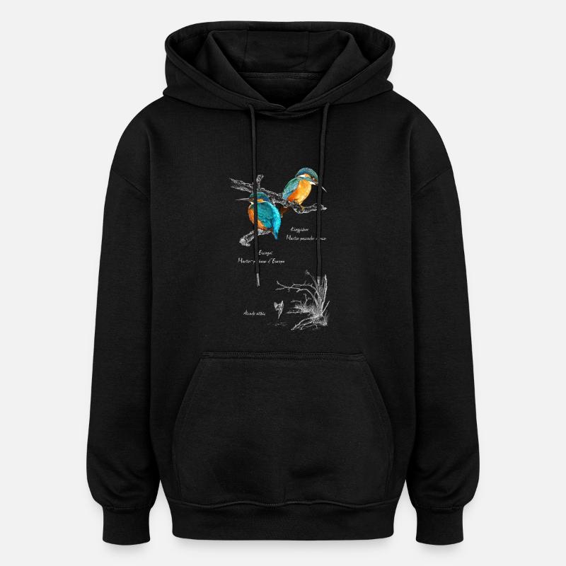 Eisvogel weiß - Sweat à capuche oversize unisexe - noir