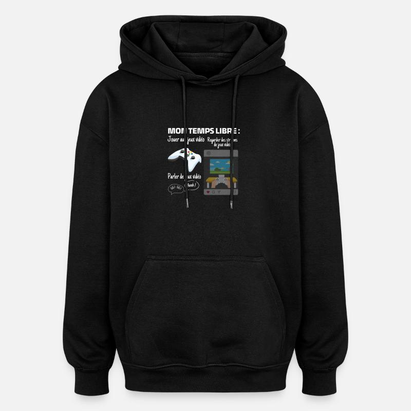Meine Freizeit: 100% Gaming - Oversized Unisex Hoodie - Schwarz