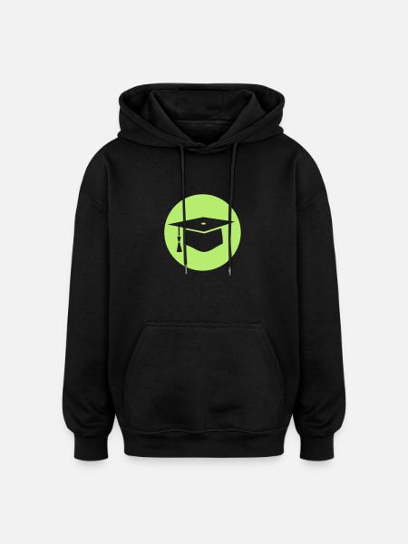 Mortarboard - Graduation - PhD - Oversized Unisex Hoodie - black