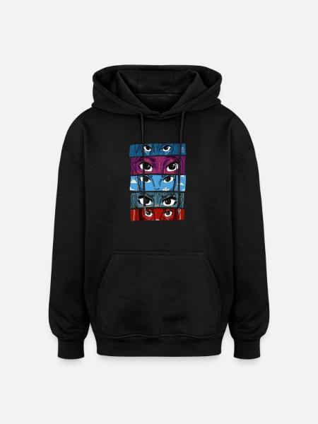 Anime Eyes Collage #3 - Oversized Unisex Hoodie - black