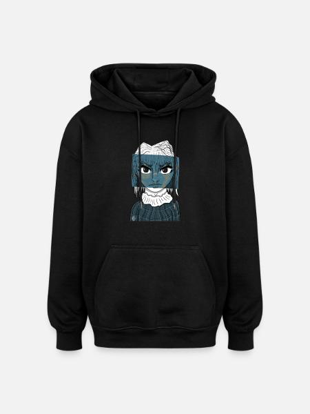 Fille Anime #7 - Sweat à capuche oversize unisexe - noir