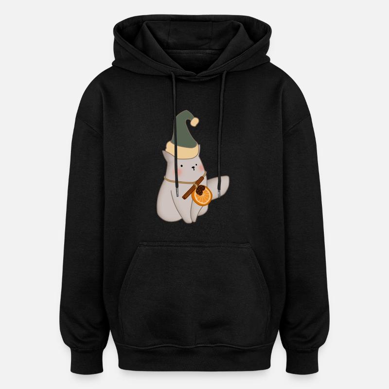 Chat de Noël - Sweat à capuche oversize unisexe - noir