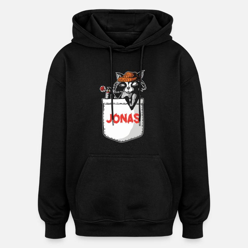 Raton laveur Jonas - Sweat à capuche oversize unisexe - noir