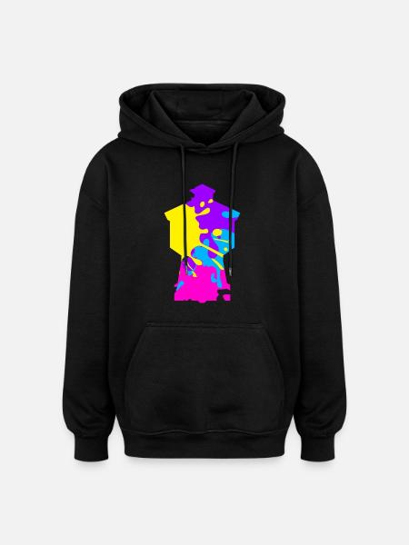 Wasserturm Langeoog bunt - Oversized Unisex Hoodie - Schwarz