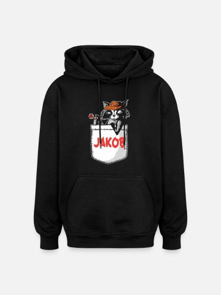 Raccoon Jakob - Oversized Unisex Hoodie - black