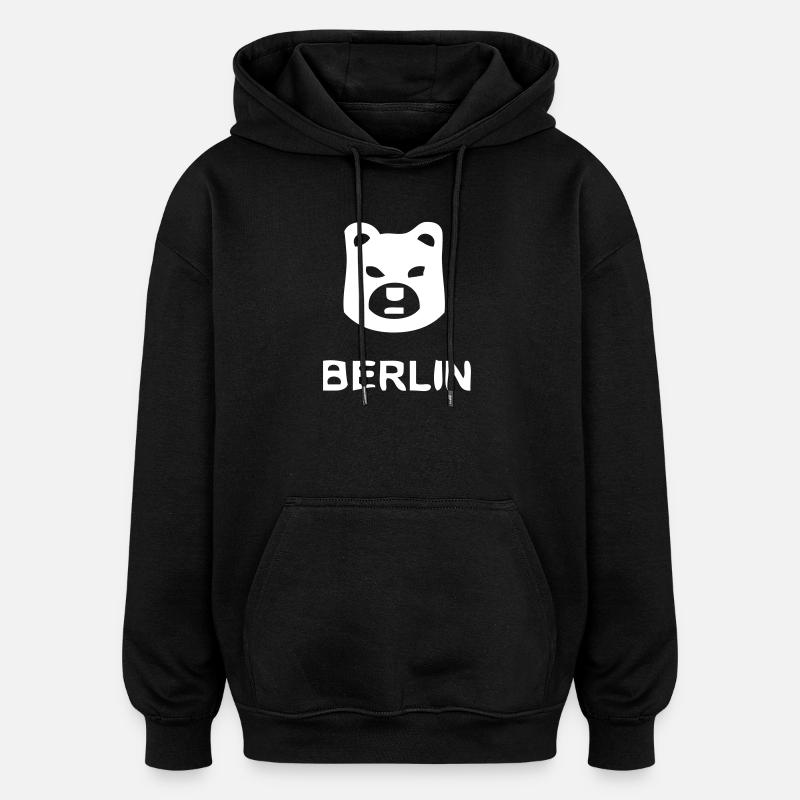 Berlin Ours - Sweat à capuche oversize unisexe - noir