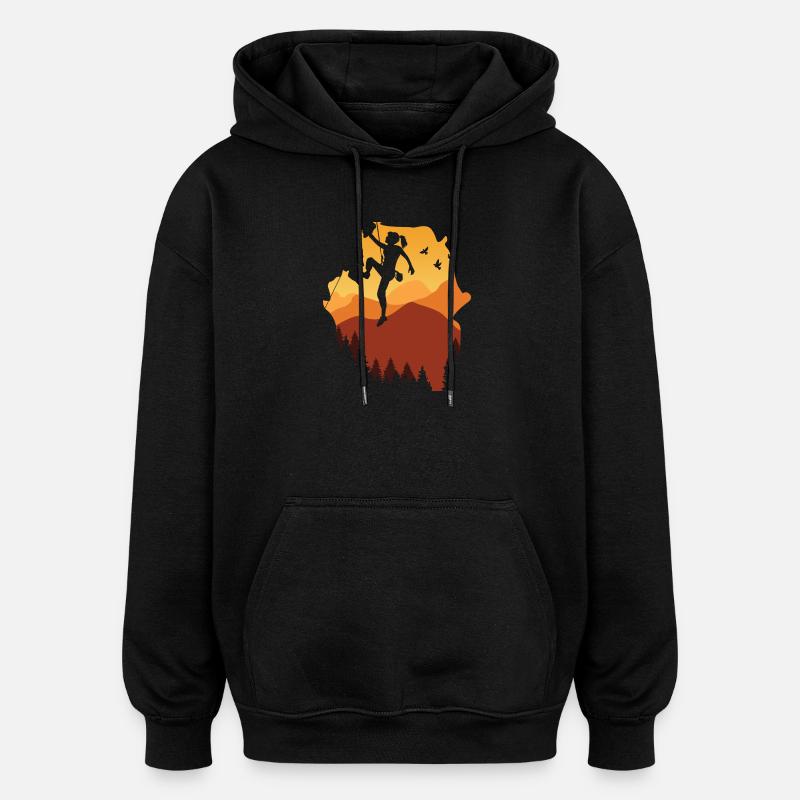 Aventure des Grimpeurs à Sunset Mountain - Sweat à capuche oversize unisexe - noir